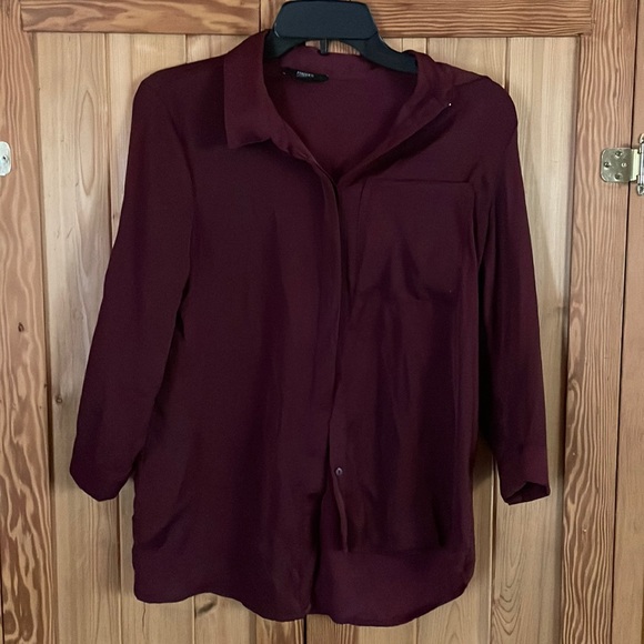 Maroon 3/4 Sleeve Button Down - Picture 1 of 2